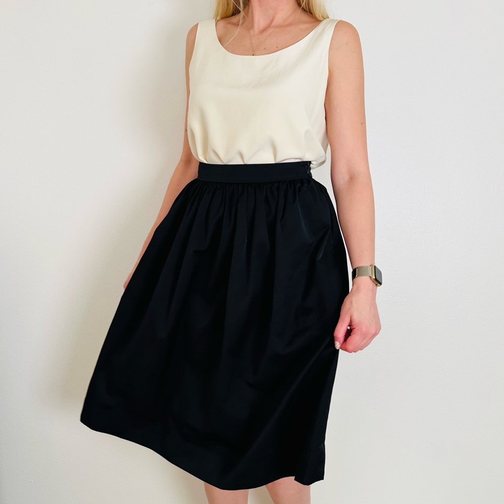 ZARA Black Balloon High Waisted Side Pockets Casual Comfy Midi Skirt